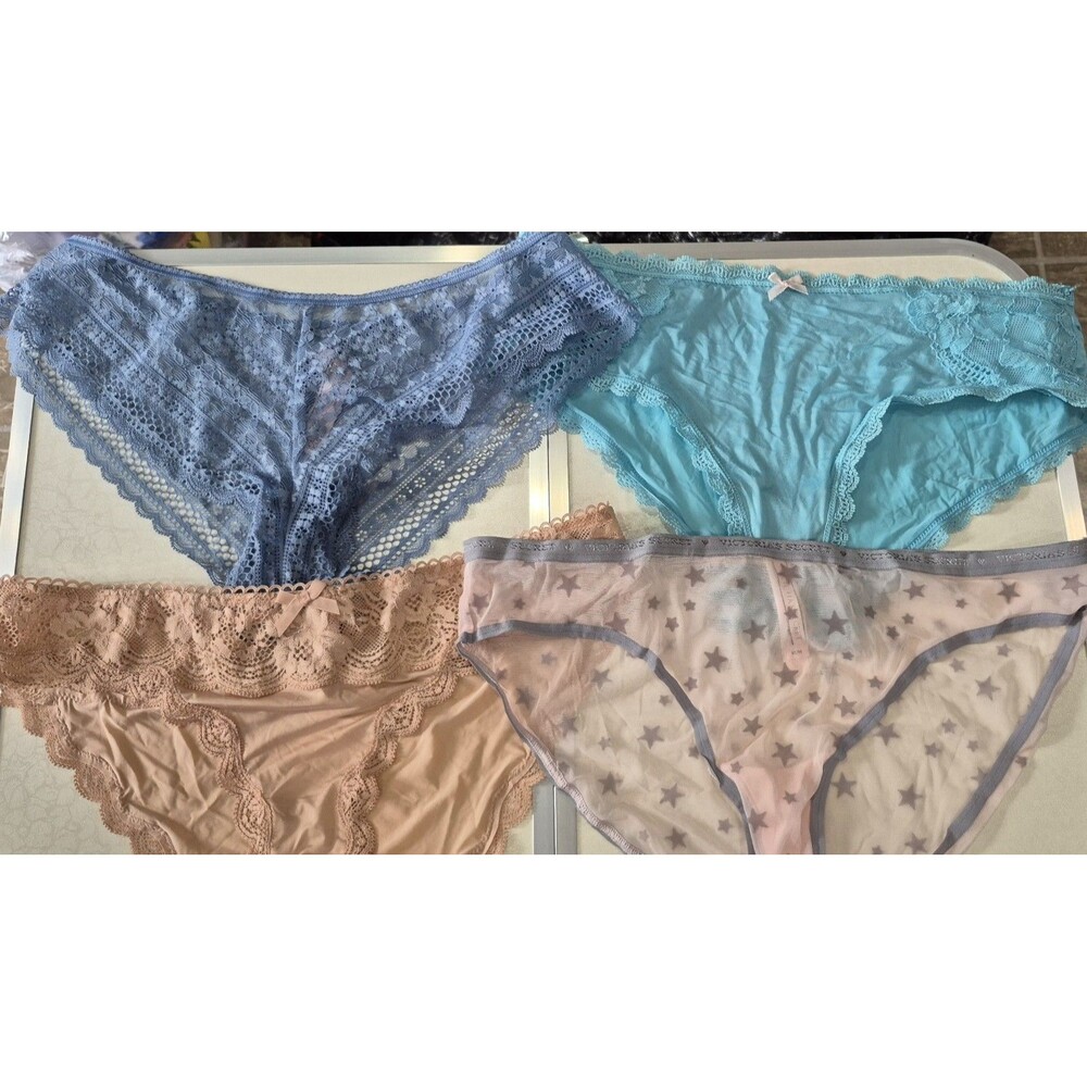 NWOT Lot Of 4 Victorias Secret Medium Underwear Panties Sheer Lace Soft New